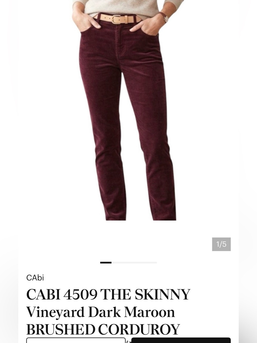 CAbi 4509 the skinny jean vineyard